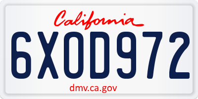 CA license plate 6XOD972