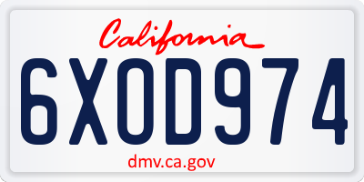 CA license plate 6XOD974