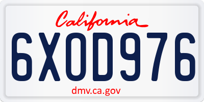 CA license plate 6XOD976