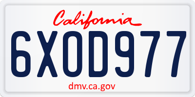 CA license plate 6XOD977