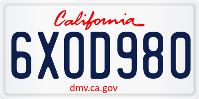 CA license plate 6XOD980