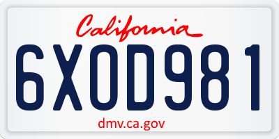 CA license plate 6XOD981