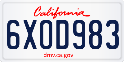 CA license plate 6XOD983
