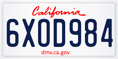 CA license plate 6XOD984