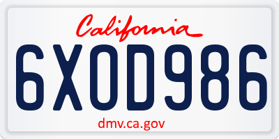 CA license plate 6XOD986