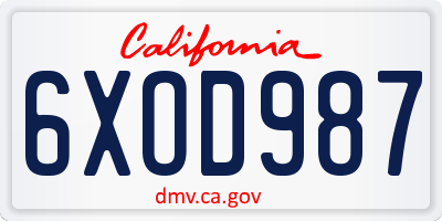 CA license plate 6XOD987