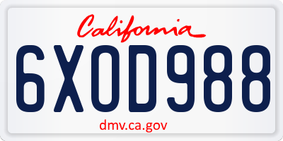 CA license plate 6XOD988