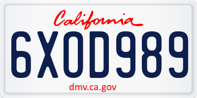 CA license plate 6XOD989