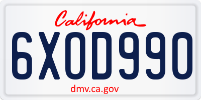 CA license plate 6XOD990