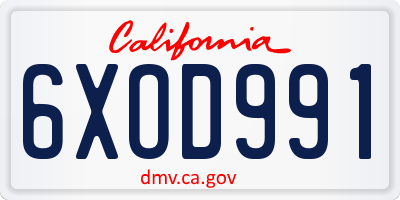 CA license plate 6XOD991