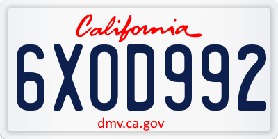 CA license plate 6XOD992