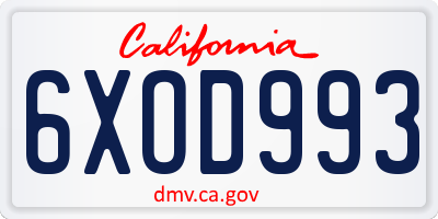 CA license plate 6XOD993