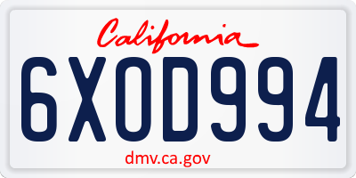 CA license plate 6XOD994