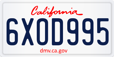 CA license plate 6XOD995