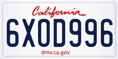 CA license plate 6XOD996