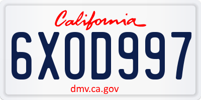 CA license plate 6XOD997