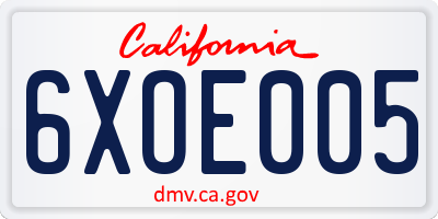 CA license plate 6XOE005