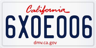 CA license plate 6XOE006