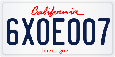 CA license plate 6XOE007
