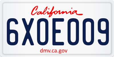 CA license plate 6XOE009