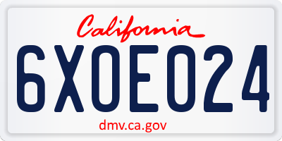 CA license plate 6XOE024