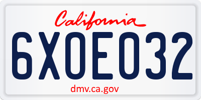 CA license plate 6XOE032