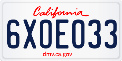 CA license plate 6XOE033