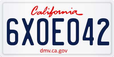 CA license plate 6XOE042