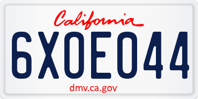 CA license plate 6XOE044