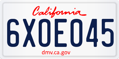 CA license plate 6XOE045