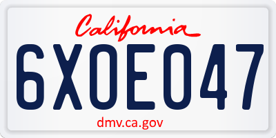 CA license plate 6XOE047