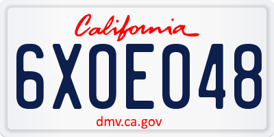 CA license plate 6XOE048