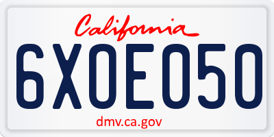 CA license plate 6XOE050