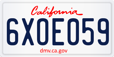 CA license plate 6XOE059