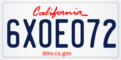 CA license plate 6XOE072