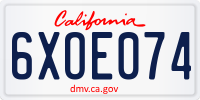 CA license plate 6XOE074