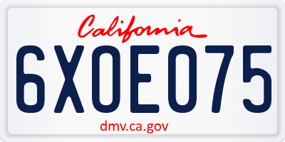 CA license plate 6XOE075