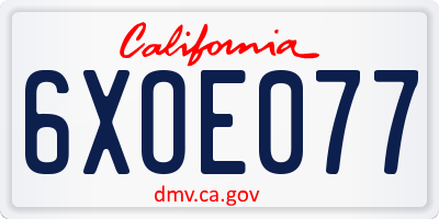 CA license plate 6XOE077