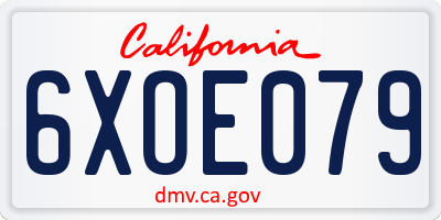 CA license plate 6XOE079