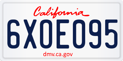 CA license plate 6XOE095