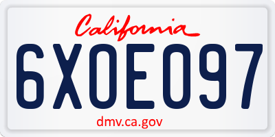 CA license plate 6XOE097