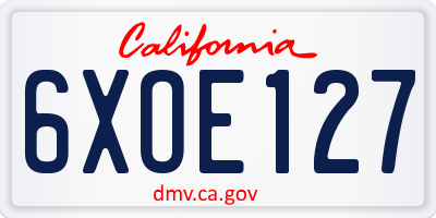 CA license plate 6XOE127