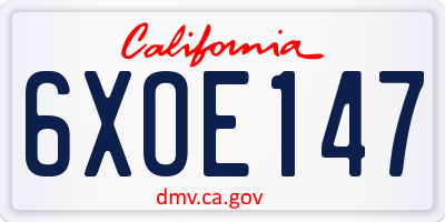 CA license plate 6XOE147