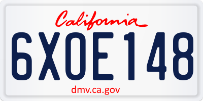 CA license plate 6XOE148