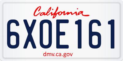 CA license plate 6XOE161