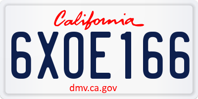 CA license plate 6XOE166