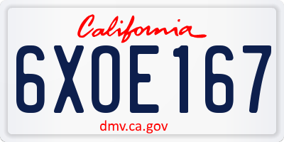 CA license plate 6XOE167