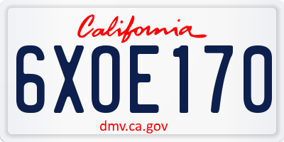CA license plate 6XOE170
