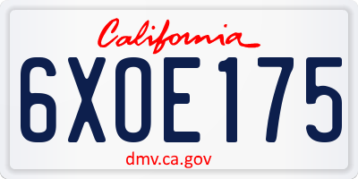 CA license plate 6XOE175