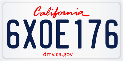 CA license plate 6XOE176